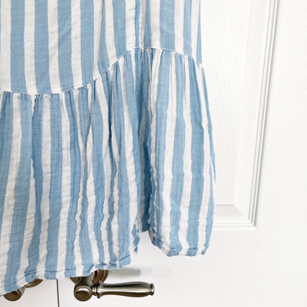 Old Navy Blue White Stripe Tie Strap Peplum Cami Tank Summer Coastal Beachy - Picture 4 of 9